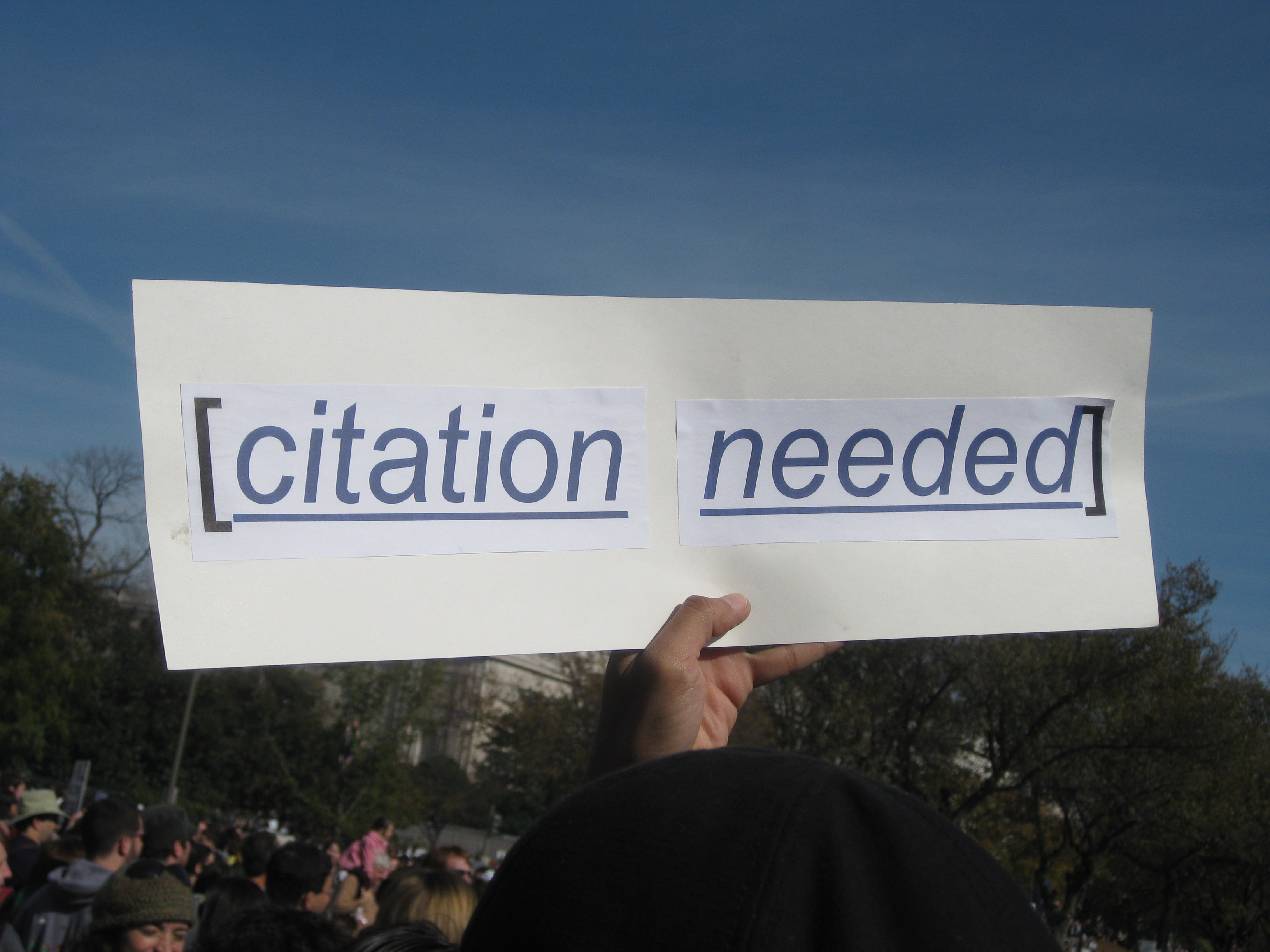 Decorative, "citations needed" sign